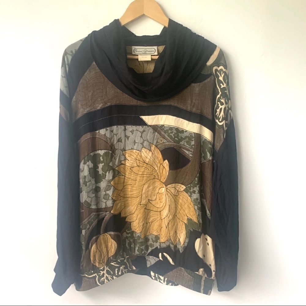 Vintage St Germain Flowy Floral Top Blouse